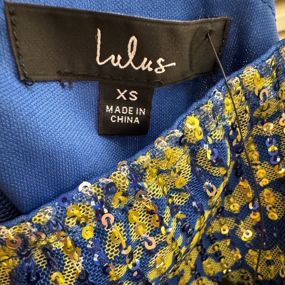 NEW w/ tags - Lulus Blue Leopard Print Sequin Bodycon Mini Dress - Size XS - Picture 4 of 6